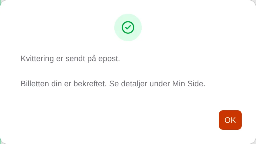 Bekreftelse etter fullført bestilling