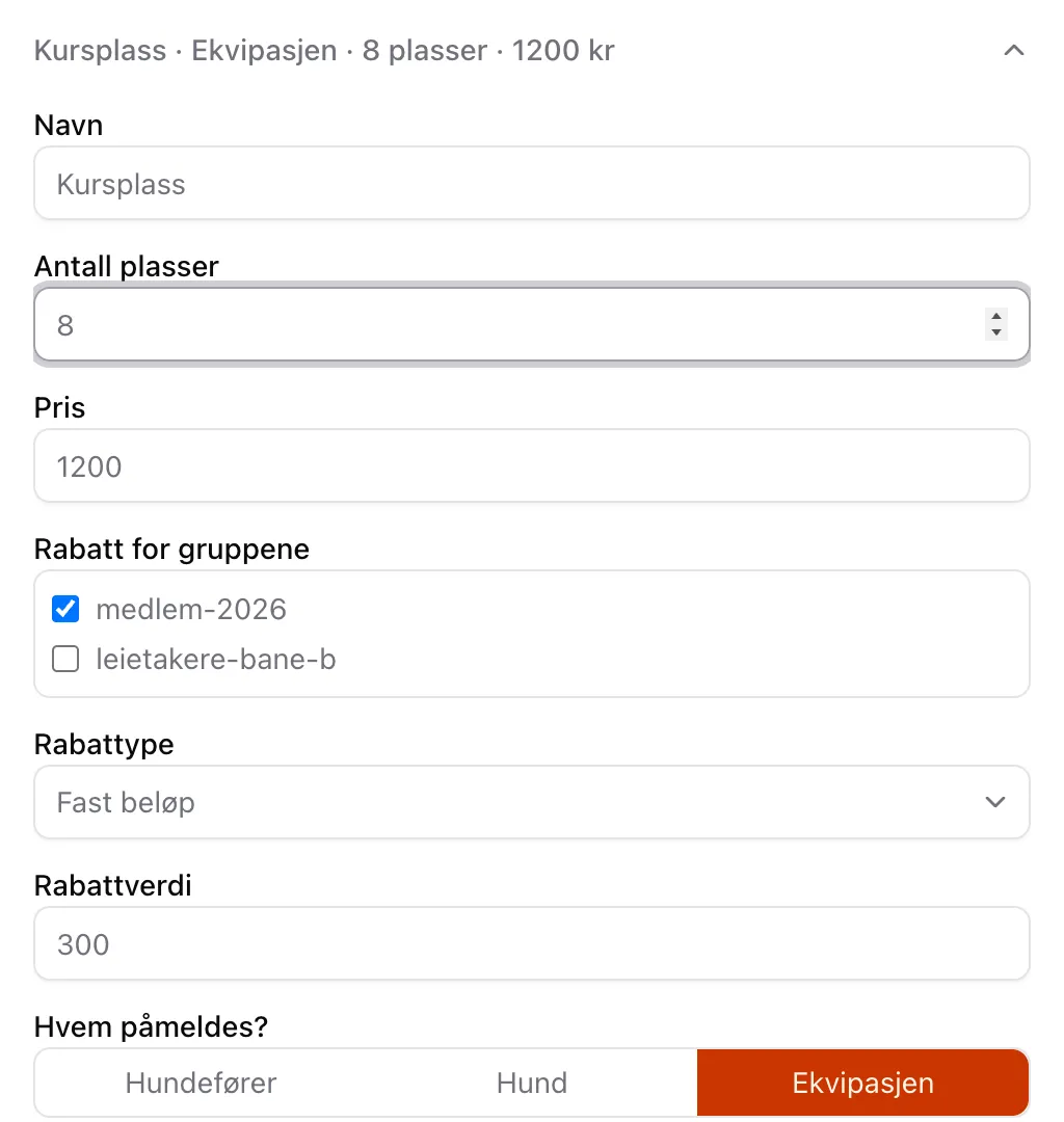 Rabatt for gruppene på en billettgruppe