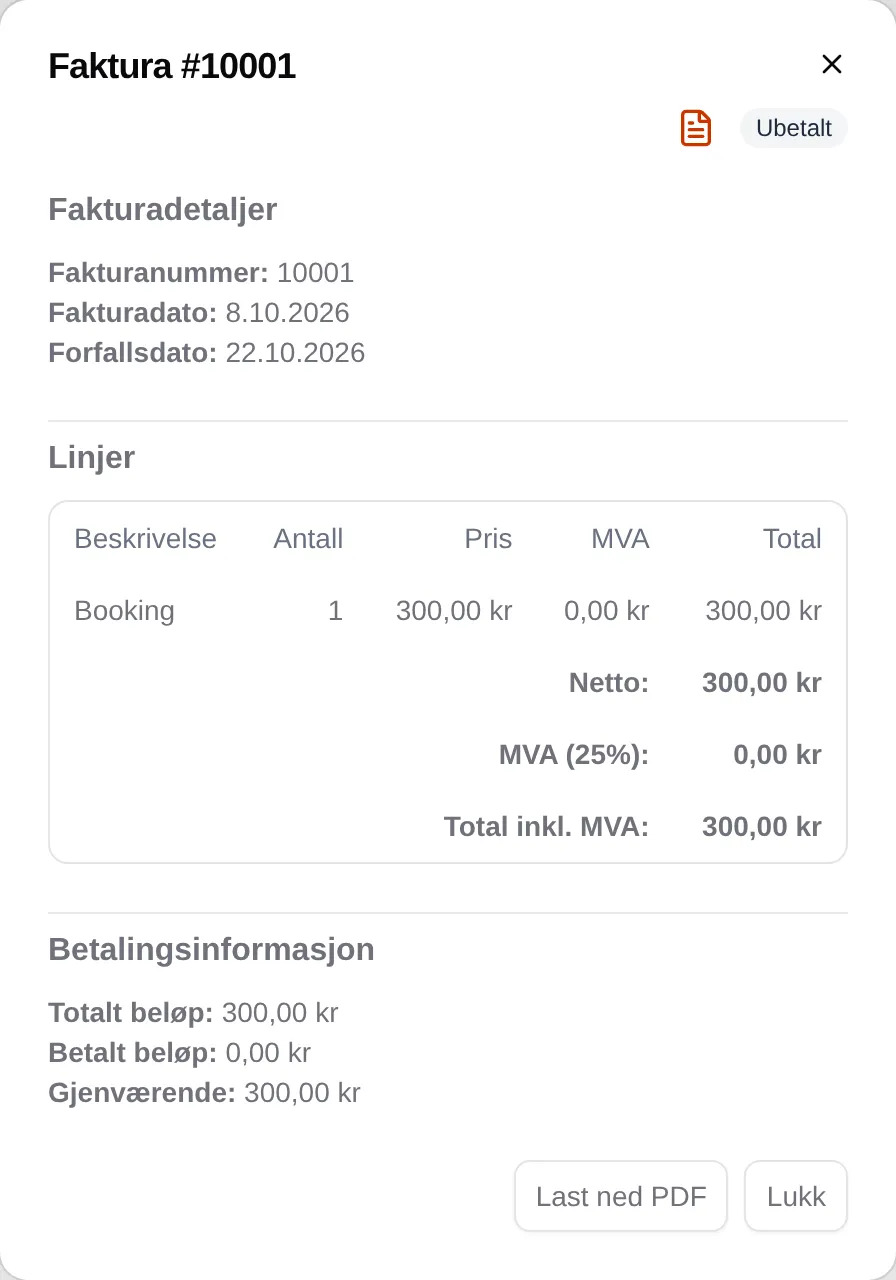 Fakturadetaljer