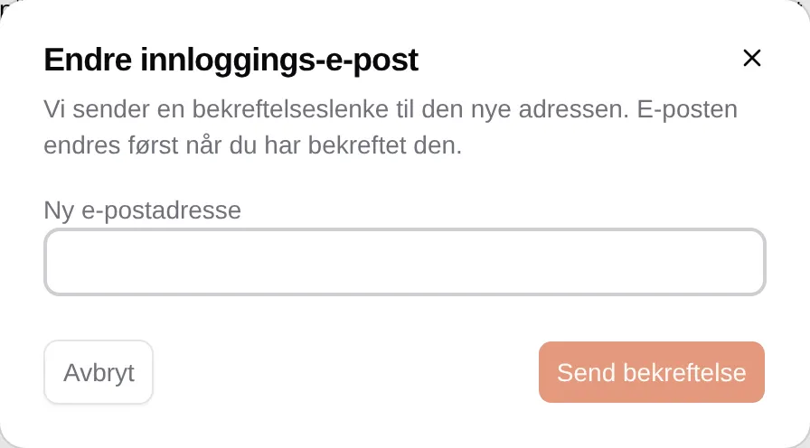 Endre innloggings-e-post