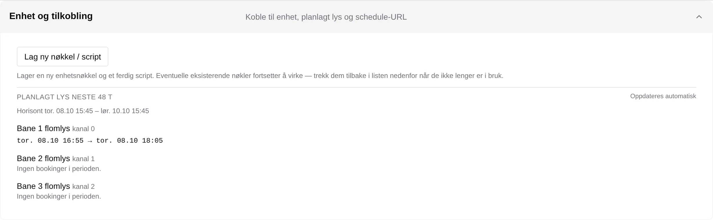 Planlagt lys neste 48 t