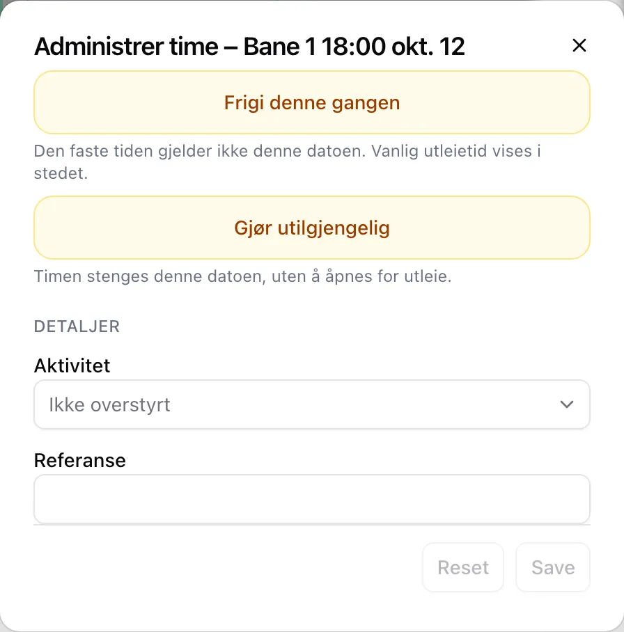 Administrer time for en fast tid