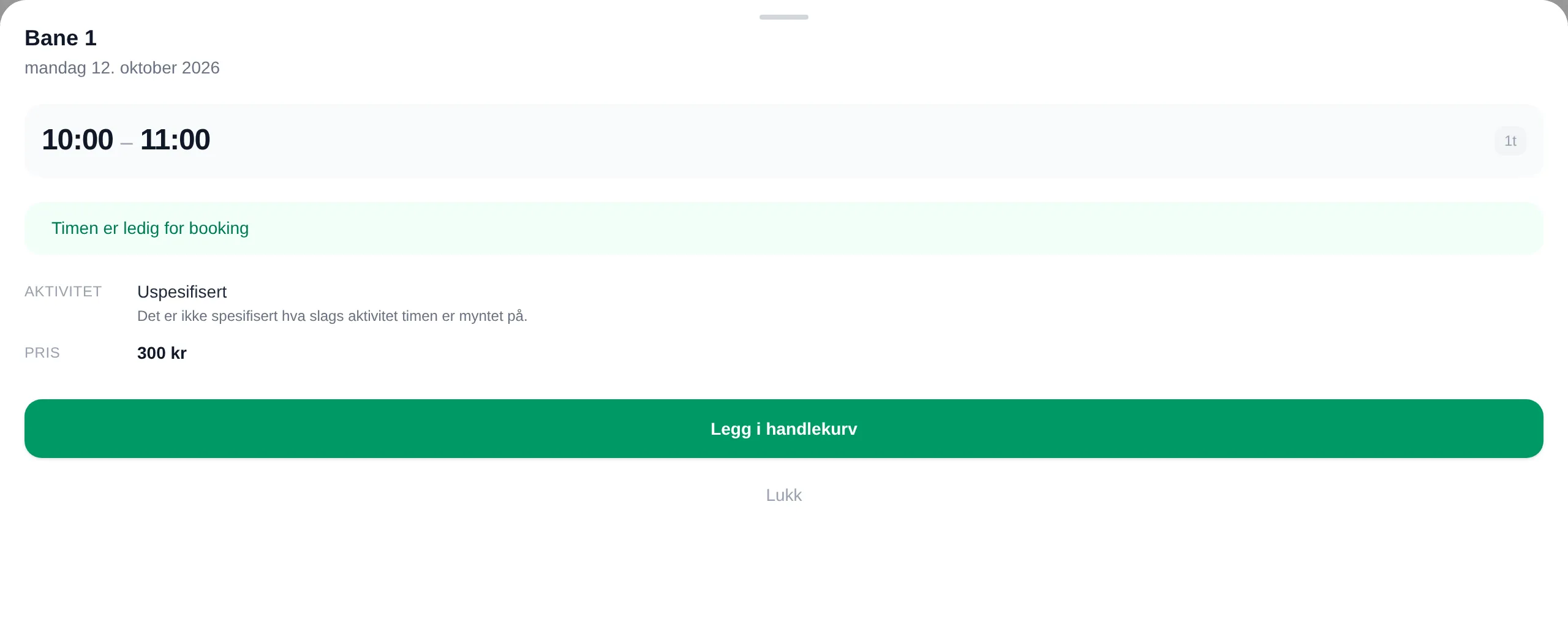 Infoboksen for en ledig time