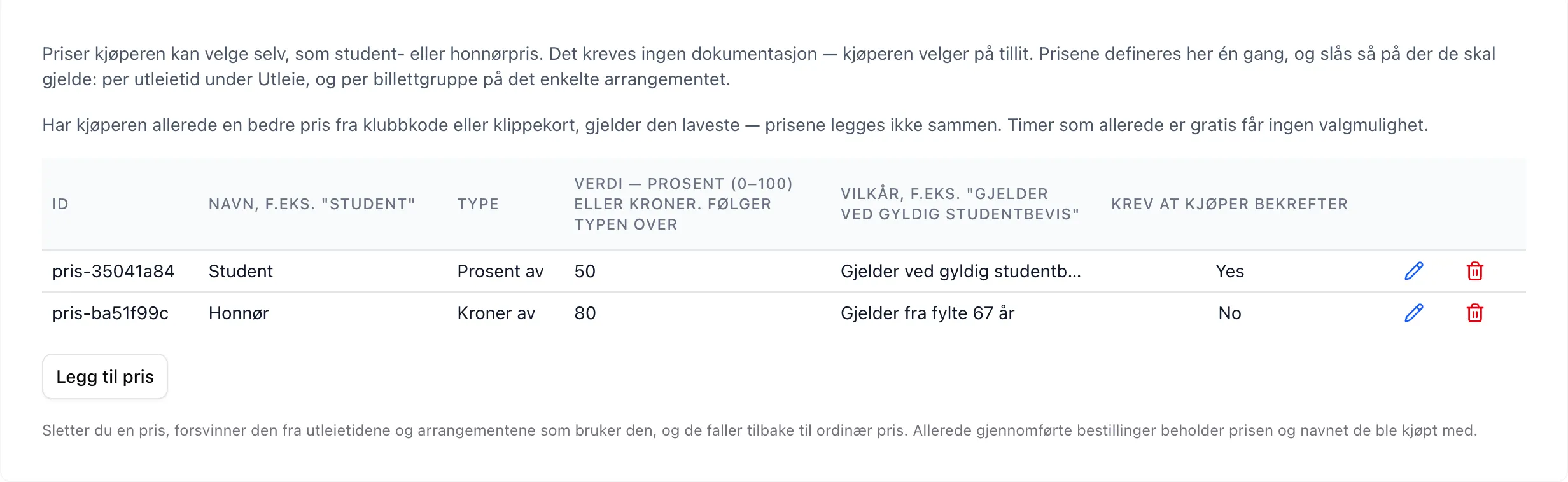 Valgfrie priser under Anlegg