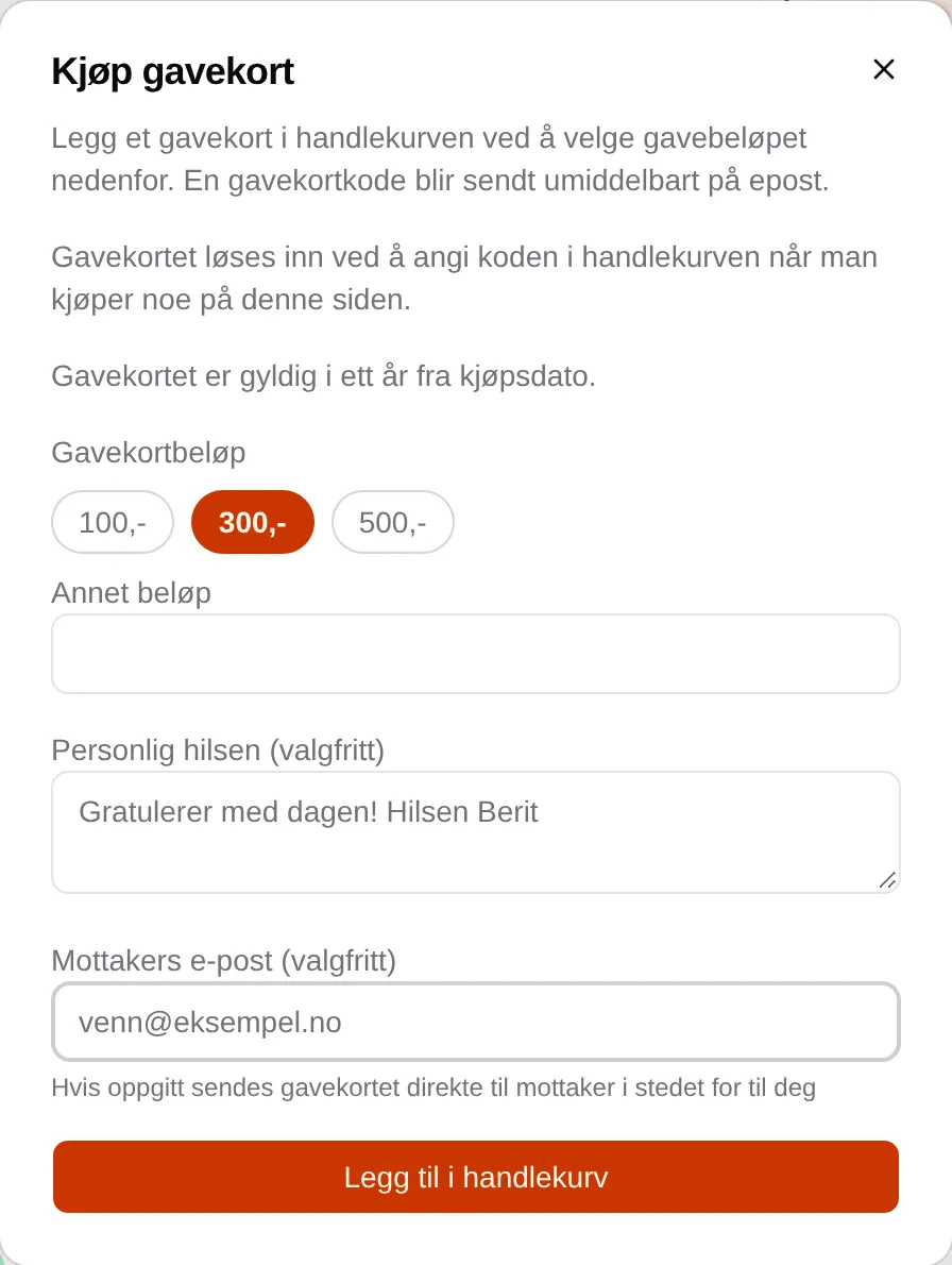 Kjøp gavekort