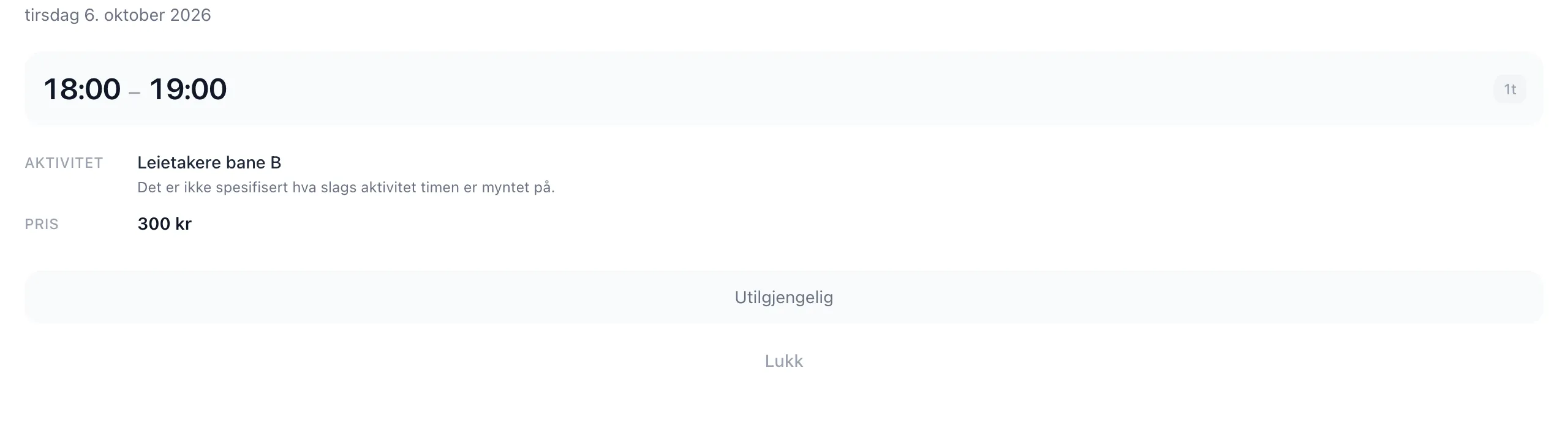 Infoboksen for en time forbeholdt en gruppe