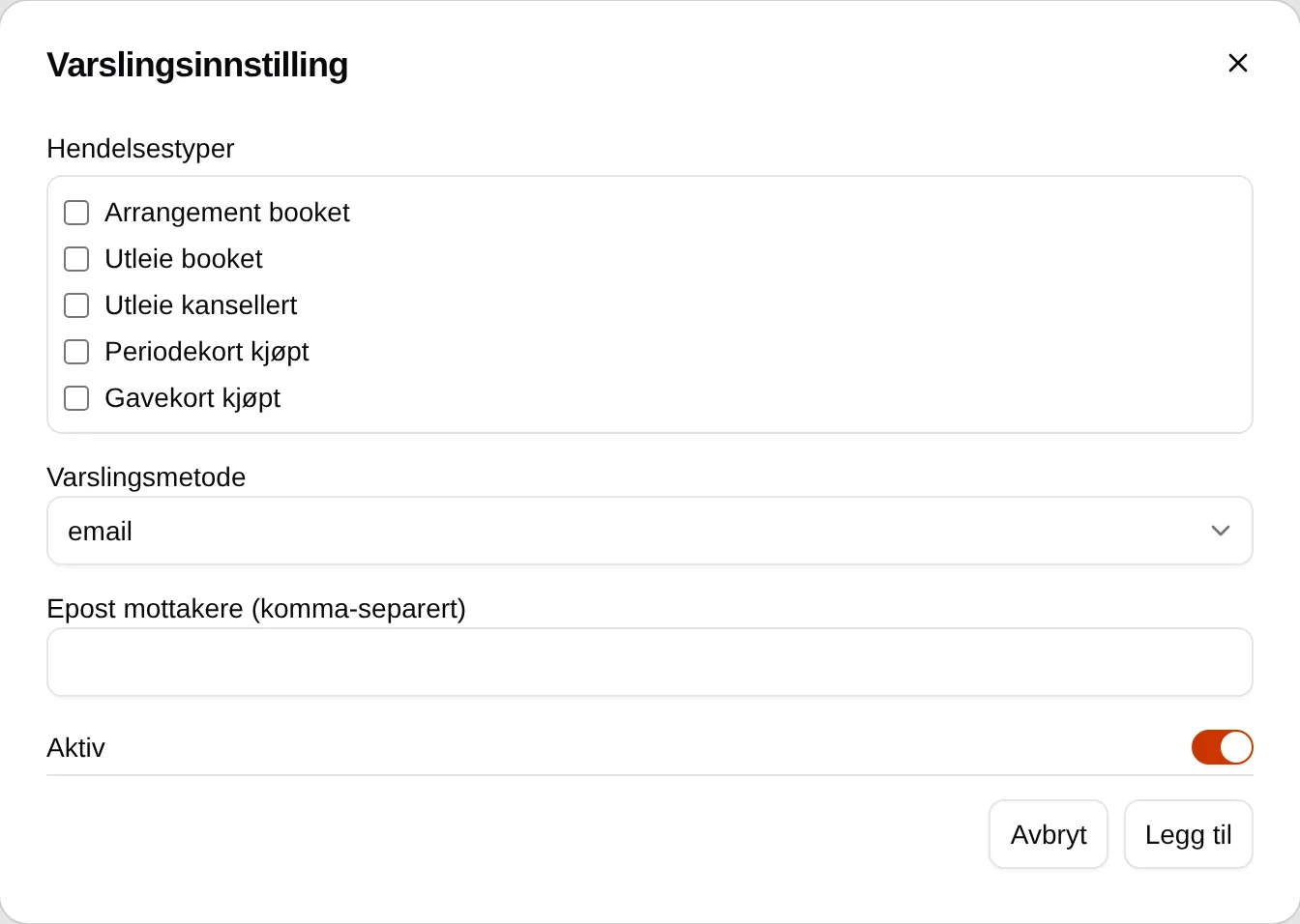 Varslingsinnstilling