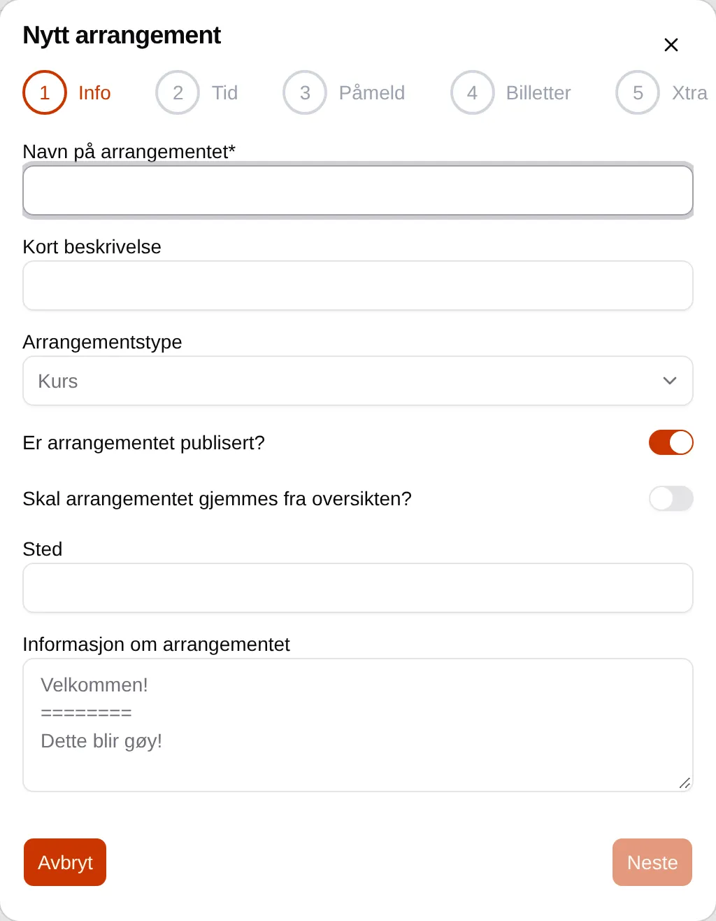 Nytt arrangement