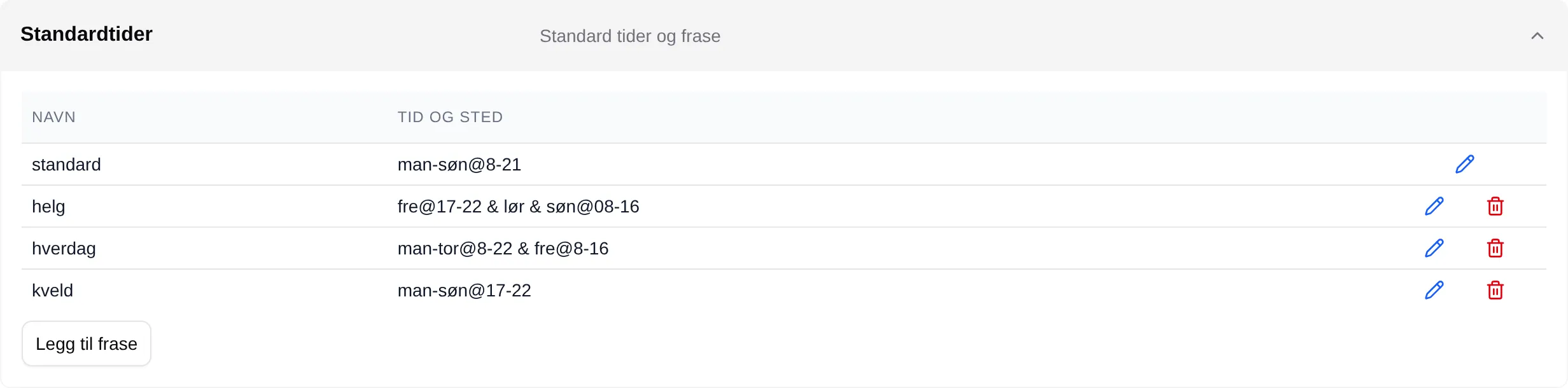Standardtider