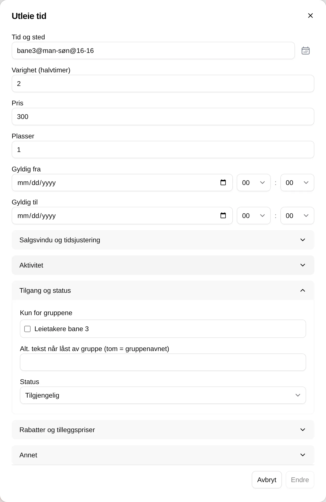 Tilgang og status