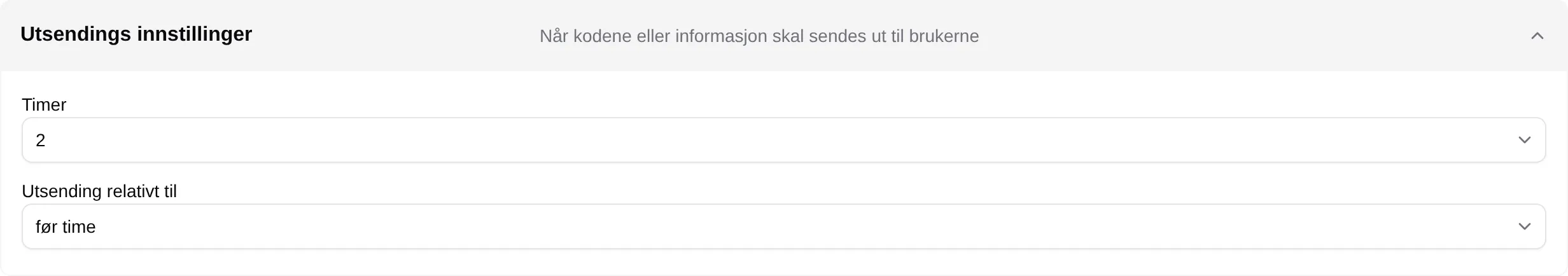 Utsendings innstillinger